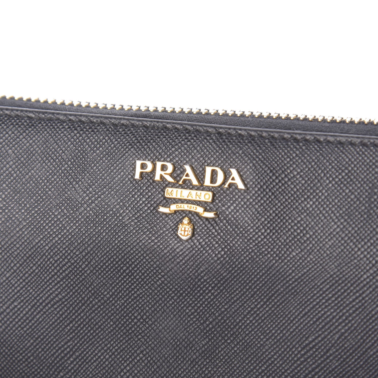 Prada Saffiano Metal Zip Around Wallet Black 8 of 10