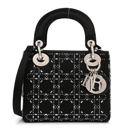 Christian Dior Satin Crystal Cannage Mini Lady Dior Black 1 of 9