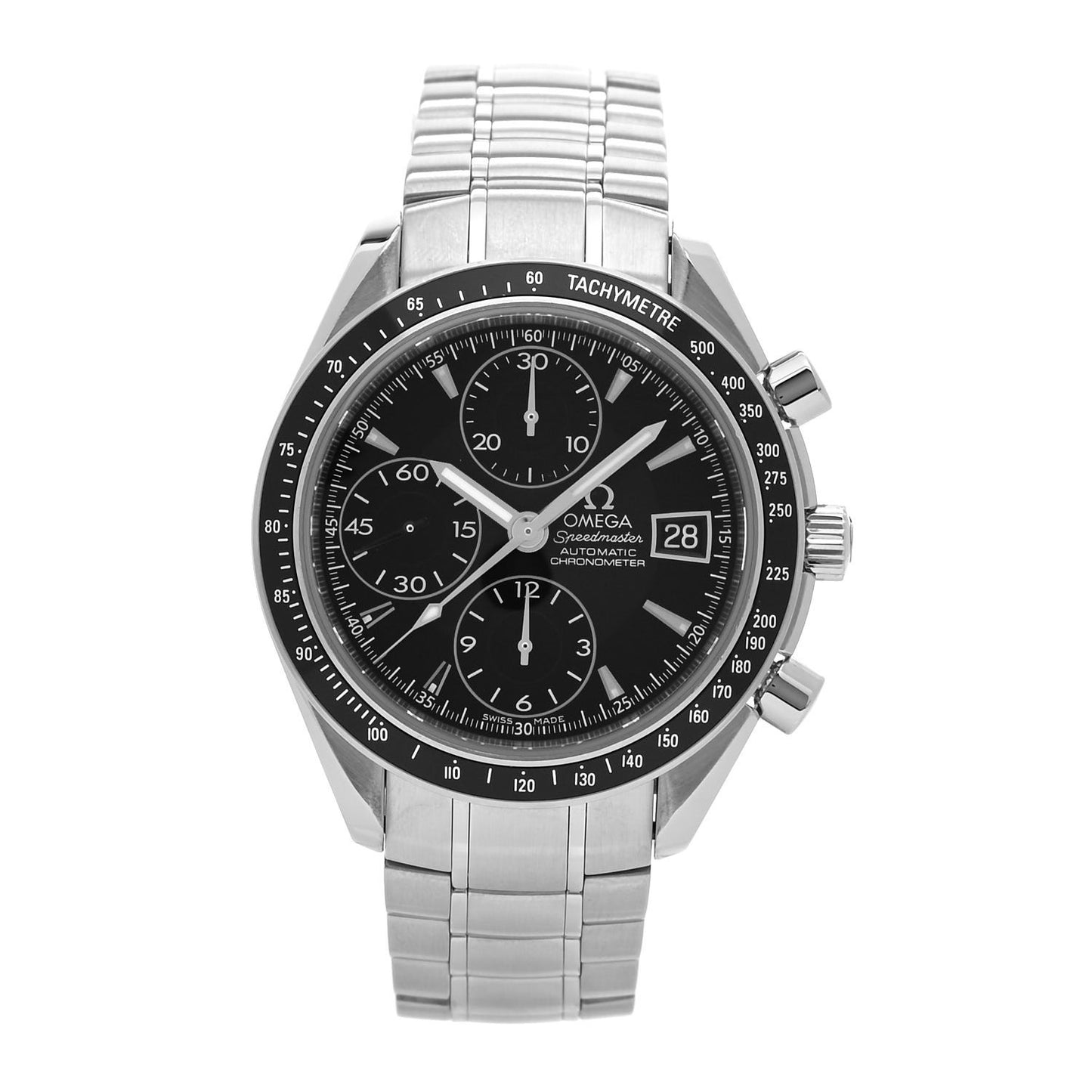 Stainless Steel 40mm Speedmaster Date Automatic Watch Black 3210.50