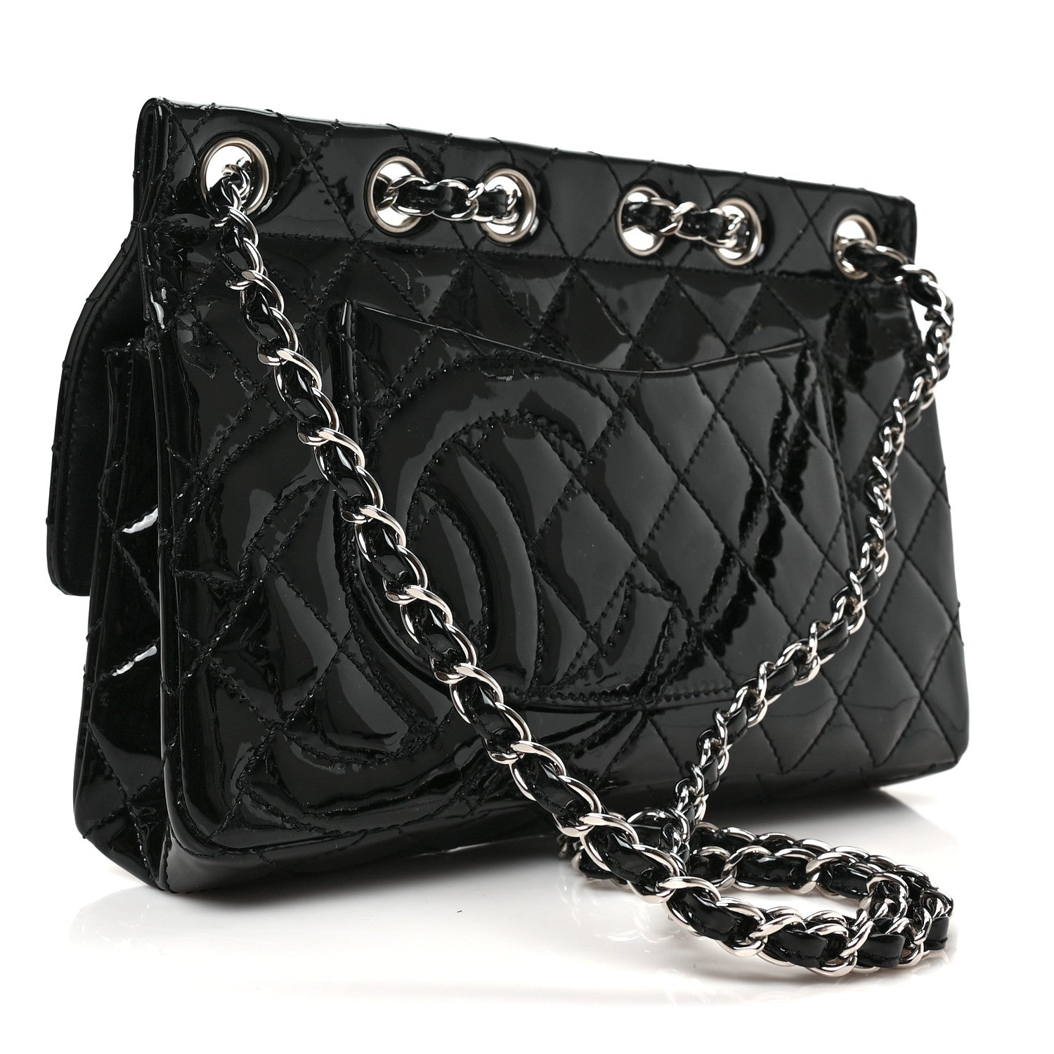 Chanel Patent Quilted Medium Diagonal CC Flap Black 3 of 9