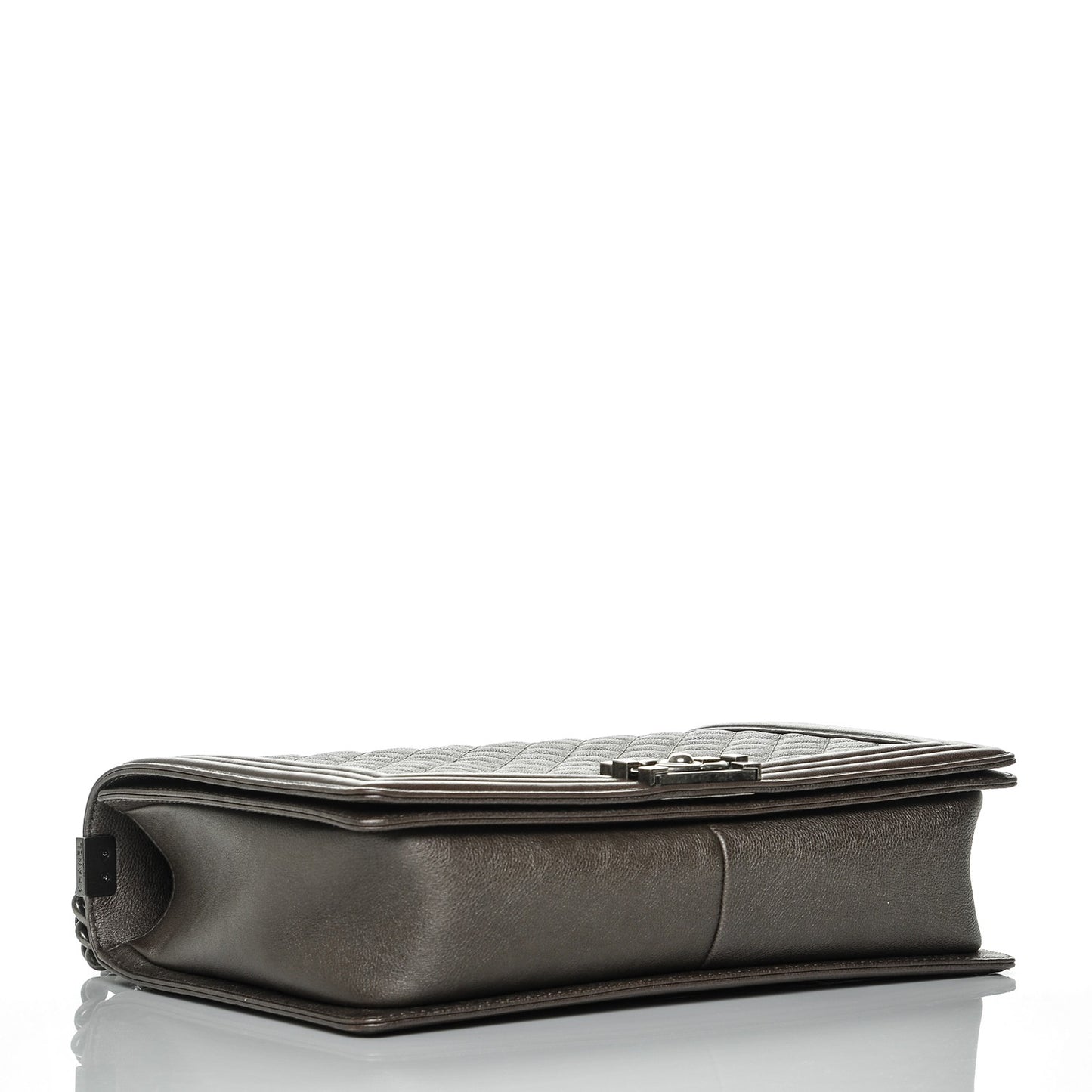 Calfskin Quilted Large Boy Flap Grey