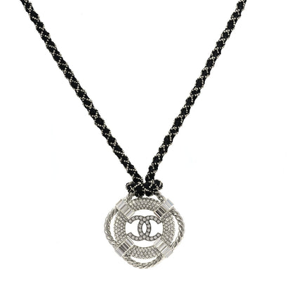 Chanel Crystal CC Lifesaver Rope Pendant Necklace  Silver 1 of 3
