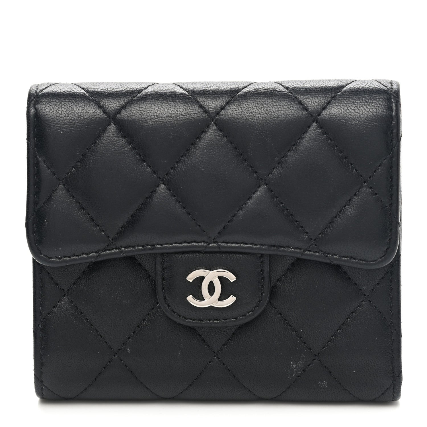 Chanel Lambskin Quilted Small Compact Wallet Black 1 of 12