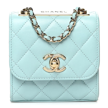 Chanel Lambskin Quilted Mini Trendy CC Chain Wallet Light Blue 1 of 10