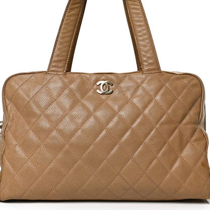 Chanel Caviar Quilted Bowler Beige 8 of 14