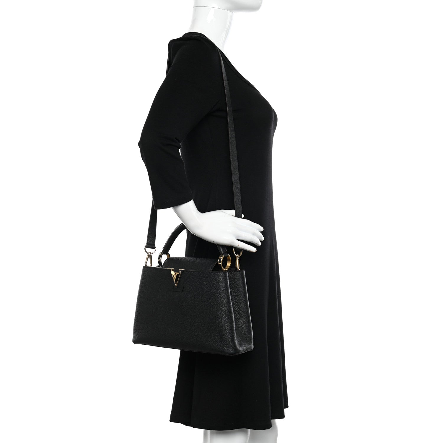 Louis Vuitton Taurillon Capucines BB Black 2 of 9