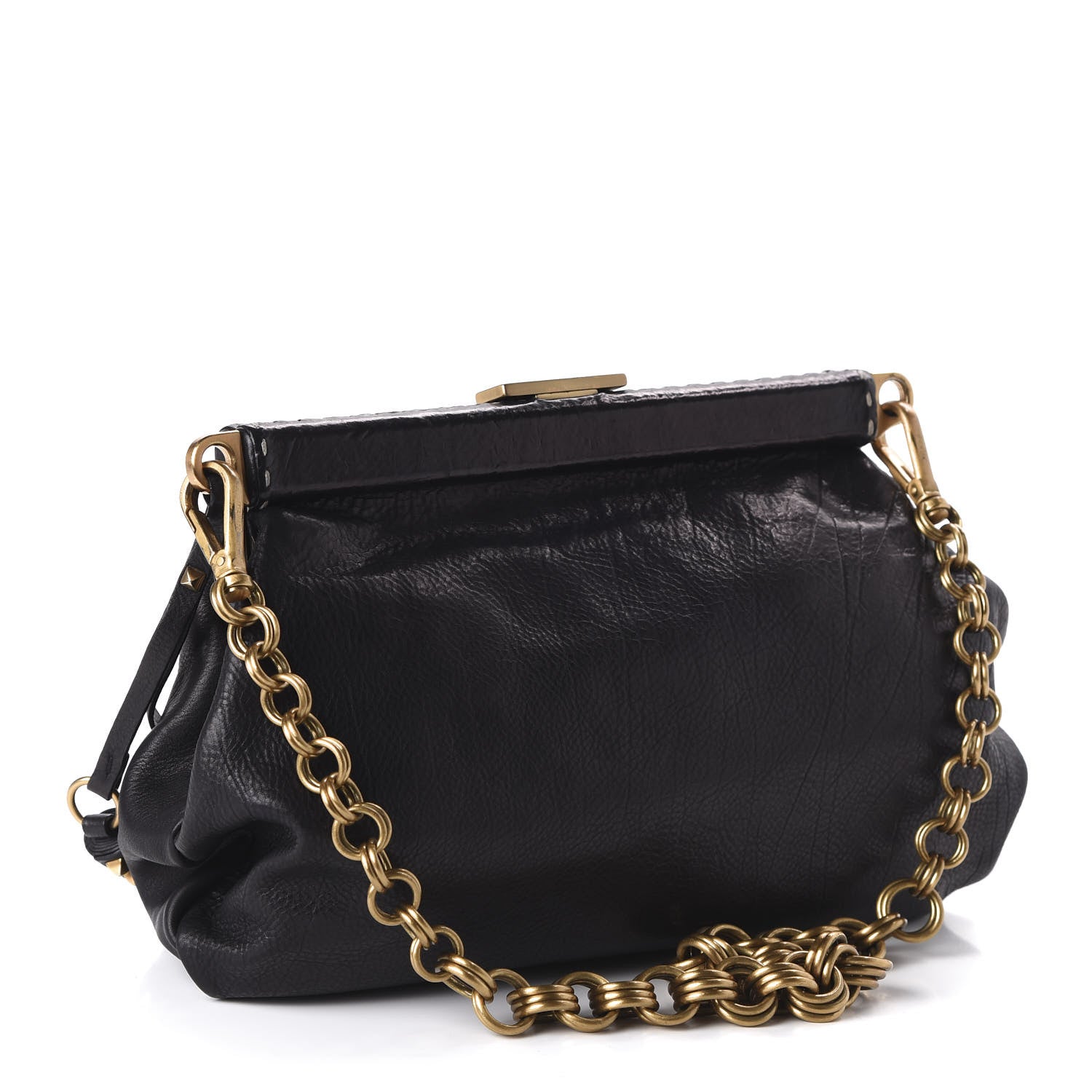 Prada Goatskin Frame Bag Black 3 of 9