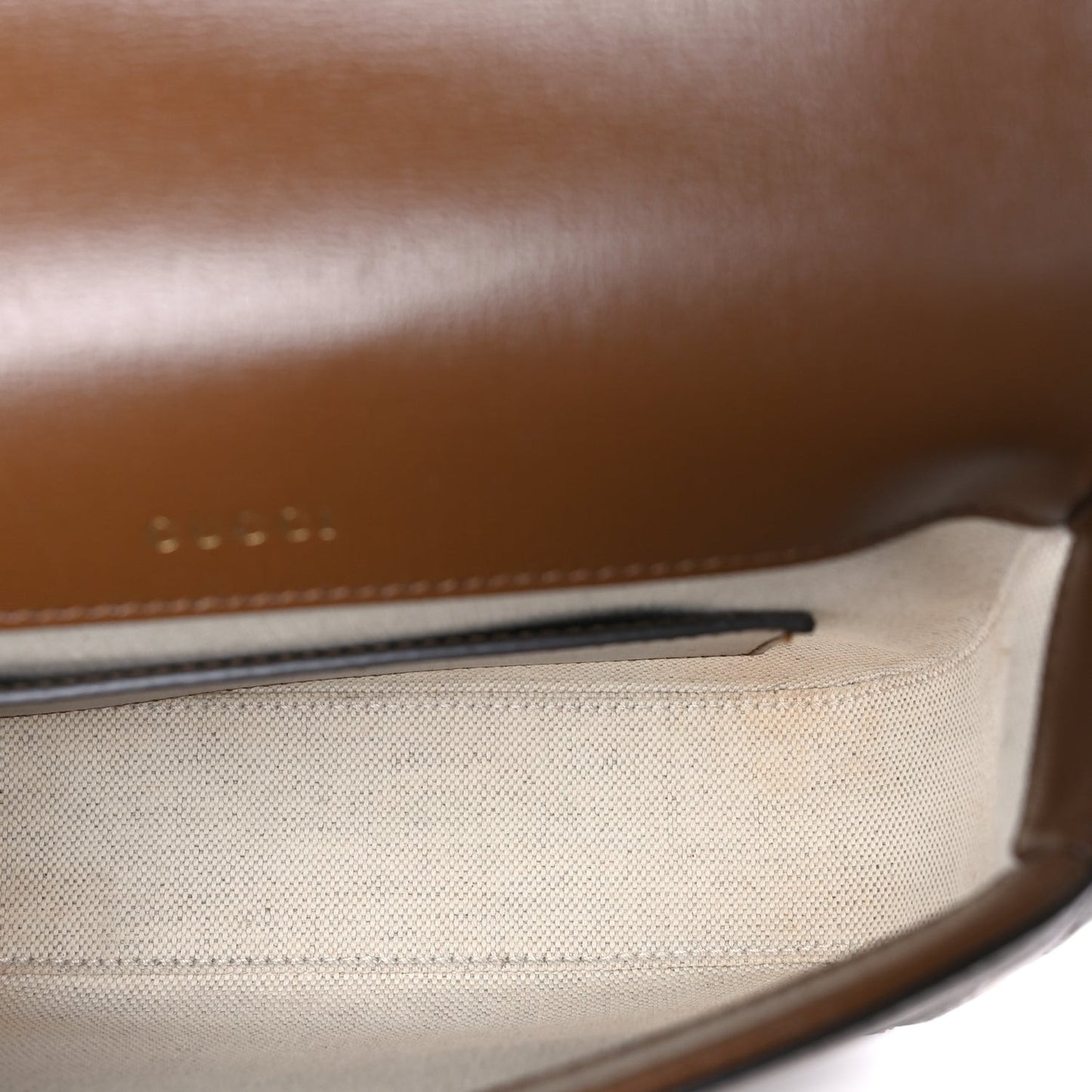GG Supreme Monogram Azalea Calfskin Web Mini Horsebit 1955 Shoulder Bag Beige Ebony Brown Sugar