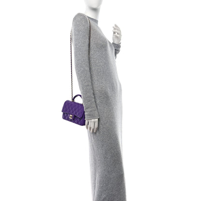 Chanel Lambskin Quilted Mini Top Handle Rectangular Flap Dark Purple 2 of 11