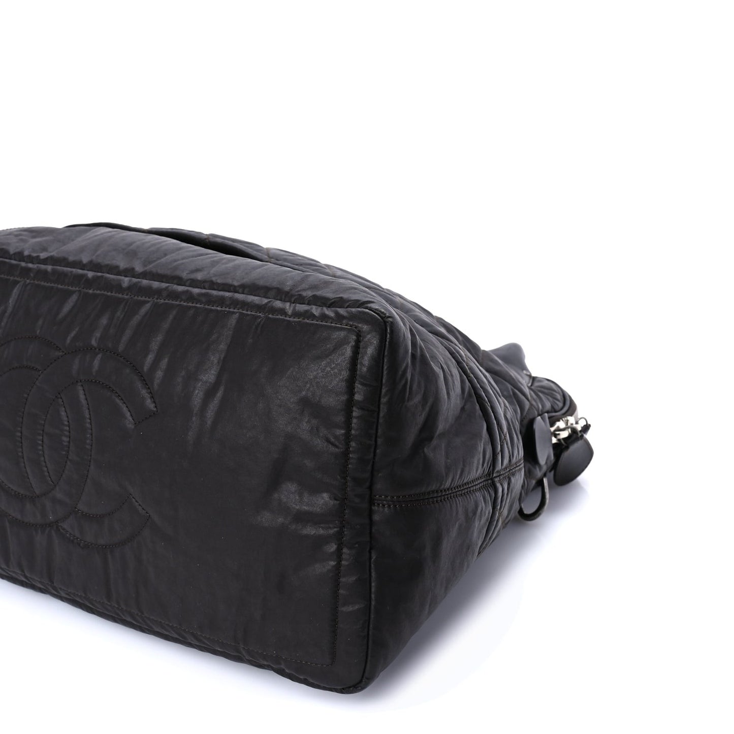 Coated Canvas Quilted Large Garment Travel Bag Brown