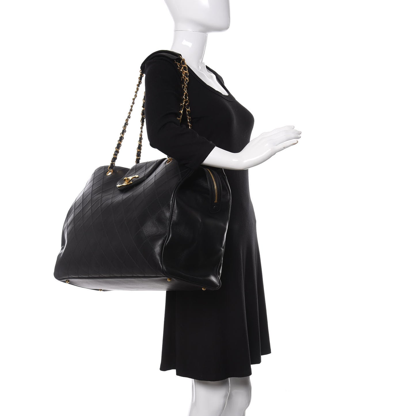 Calfskin Stitched XL Weekender Black