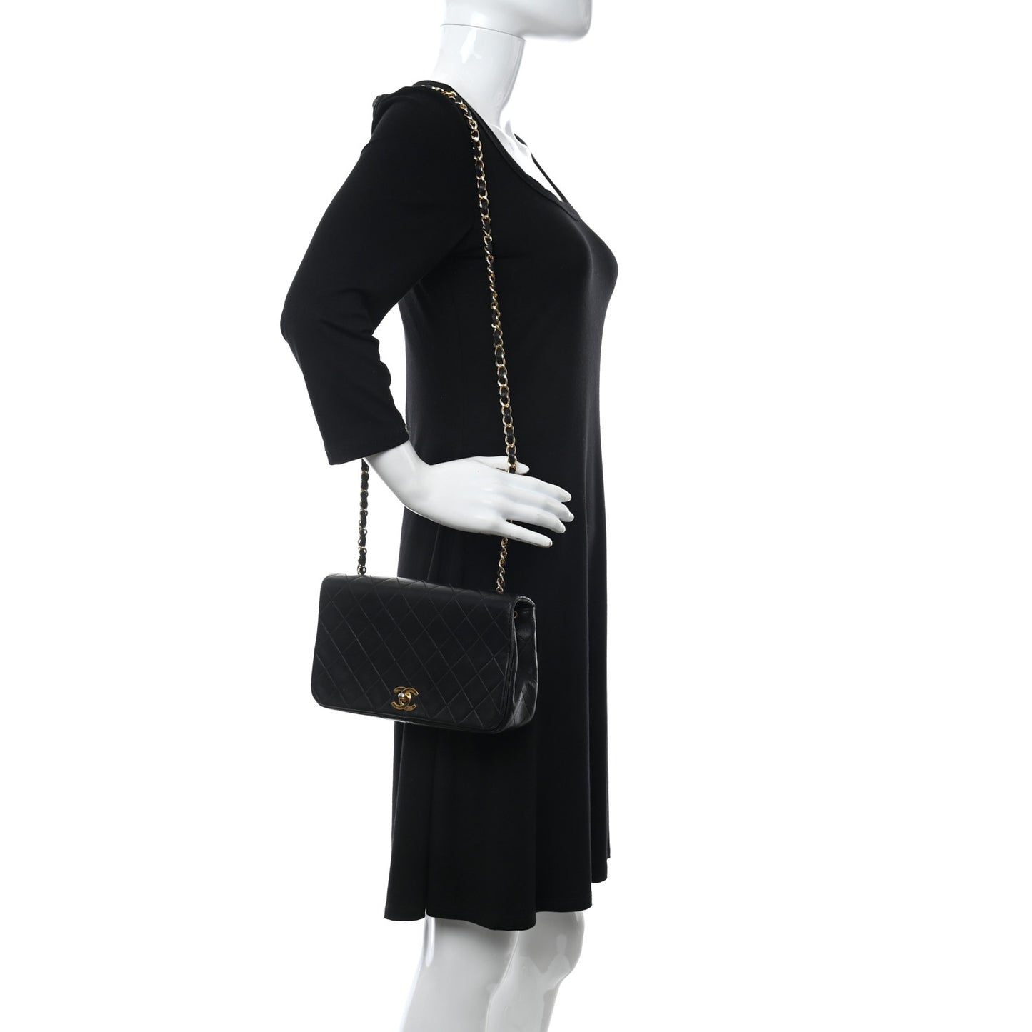 Lambskin Quilted Small Single Flap Black