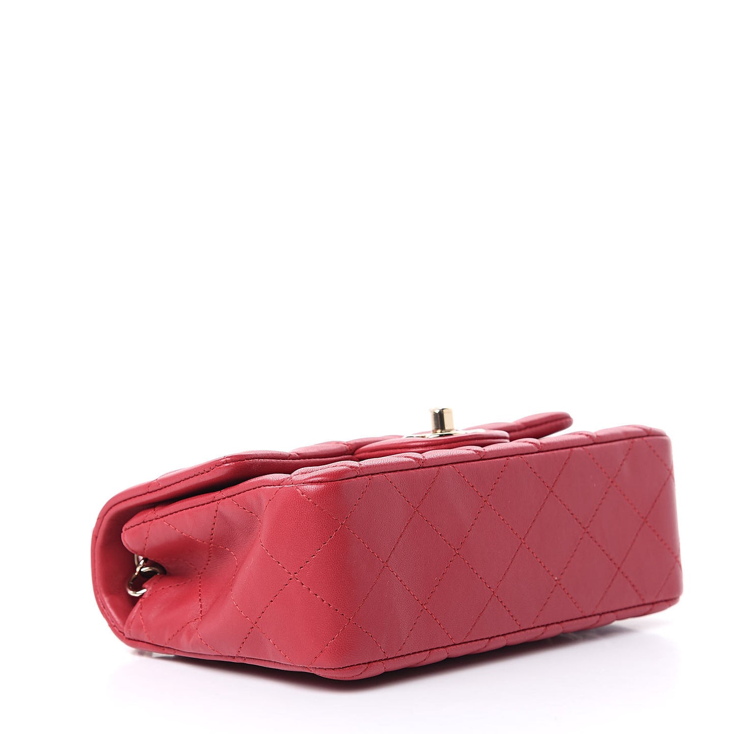 Lambskin Quilted Mini Rectangular Flap Red