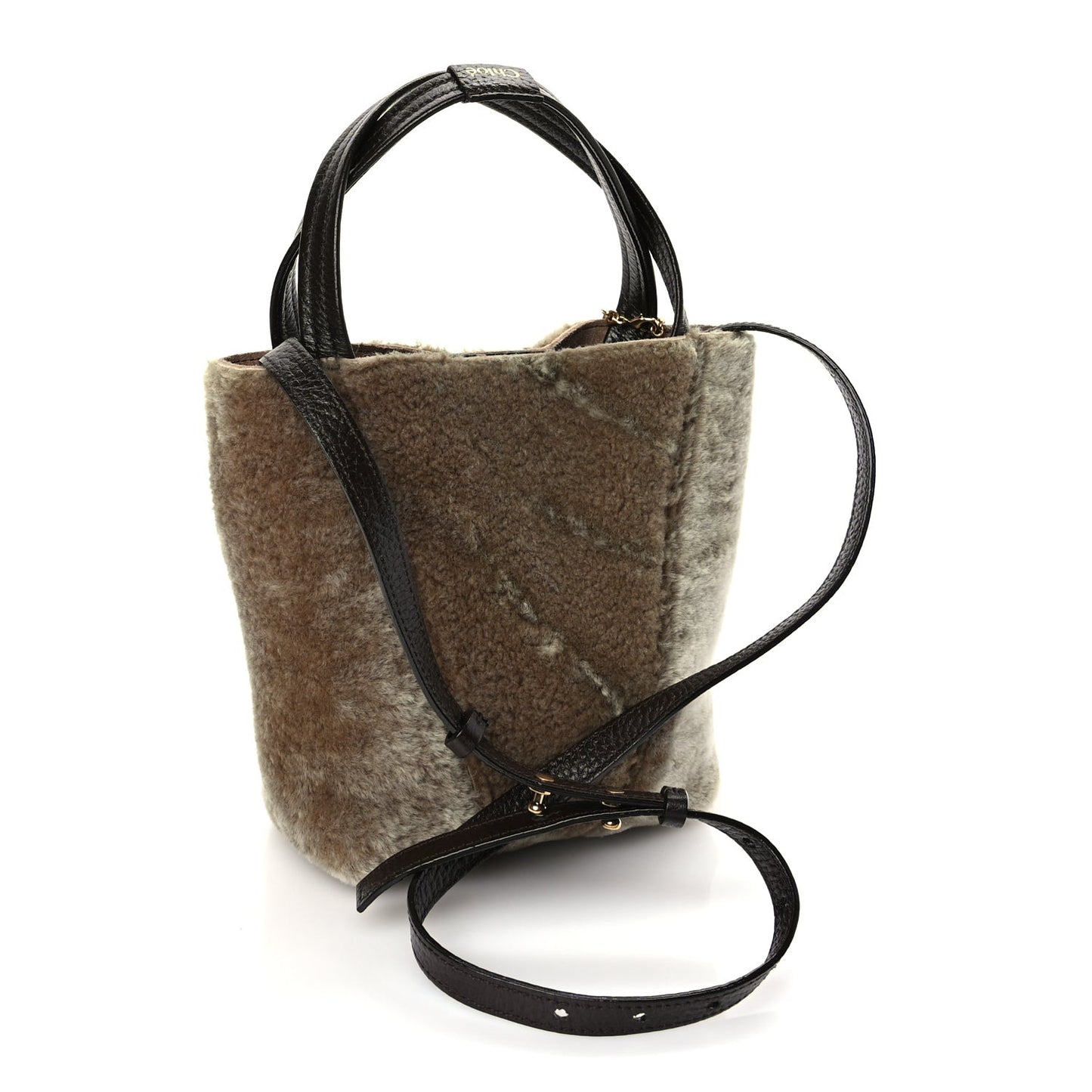 Shearling Small Spin Tote  Floral Grey