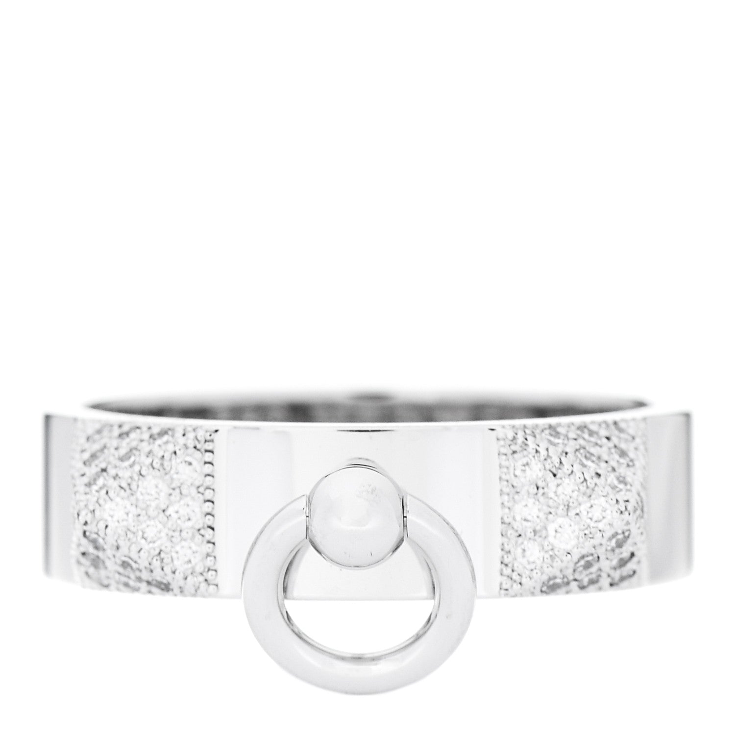 Hermes 18K White Gold Diamond Collier De Chien PM Ring 52 6 1 of 5