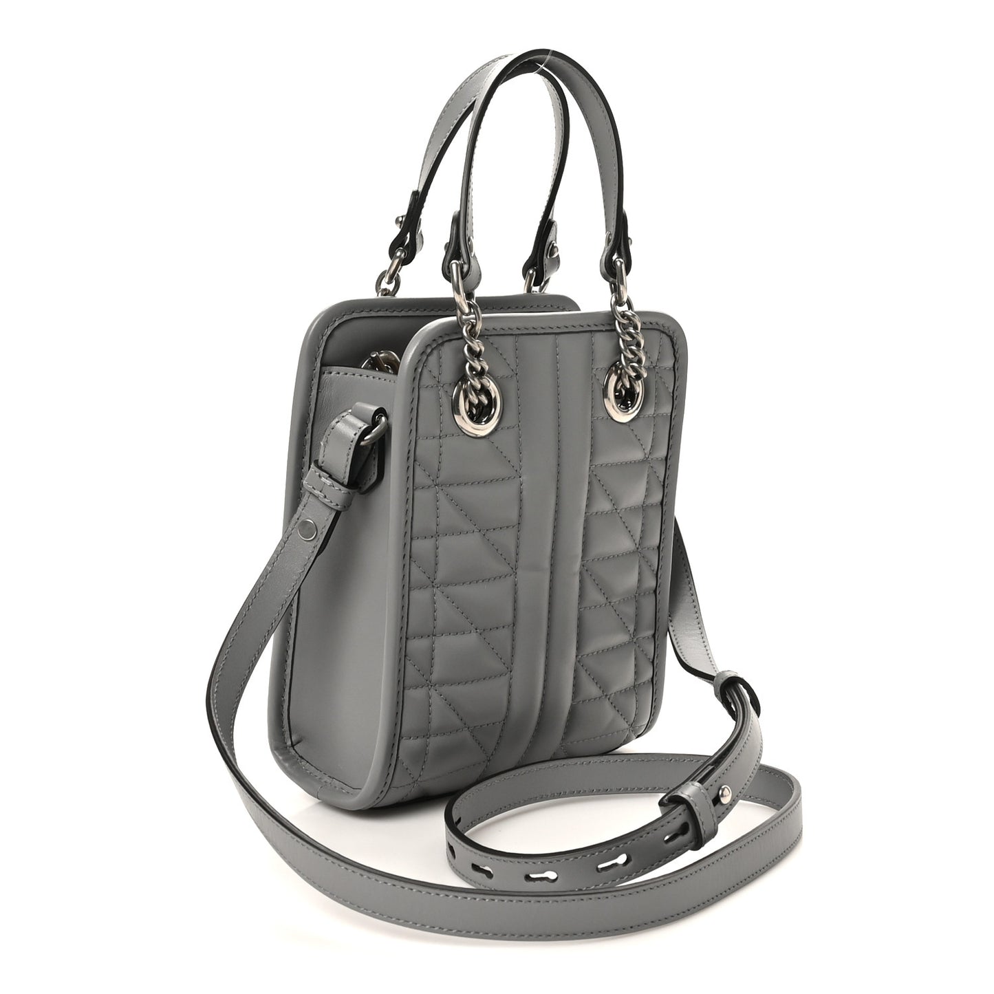 Calfskin Matelasse Chevron Mini GG Marmont Tote Grey