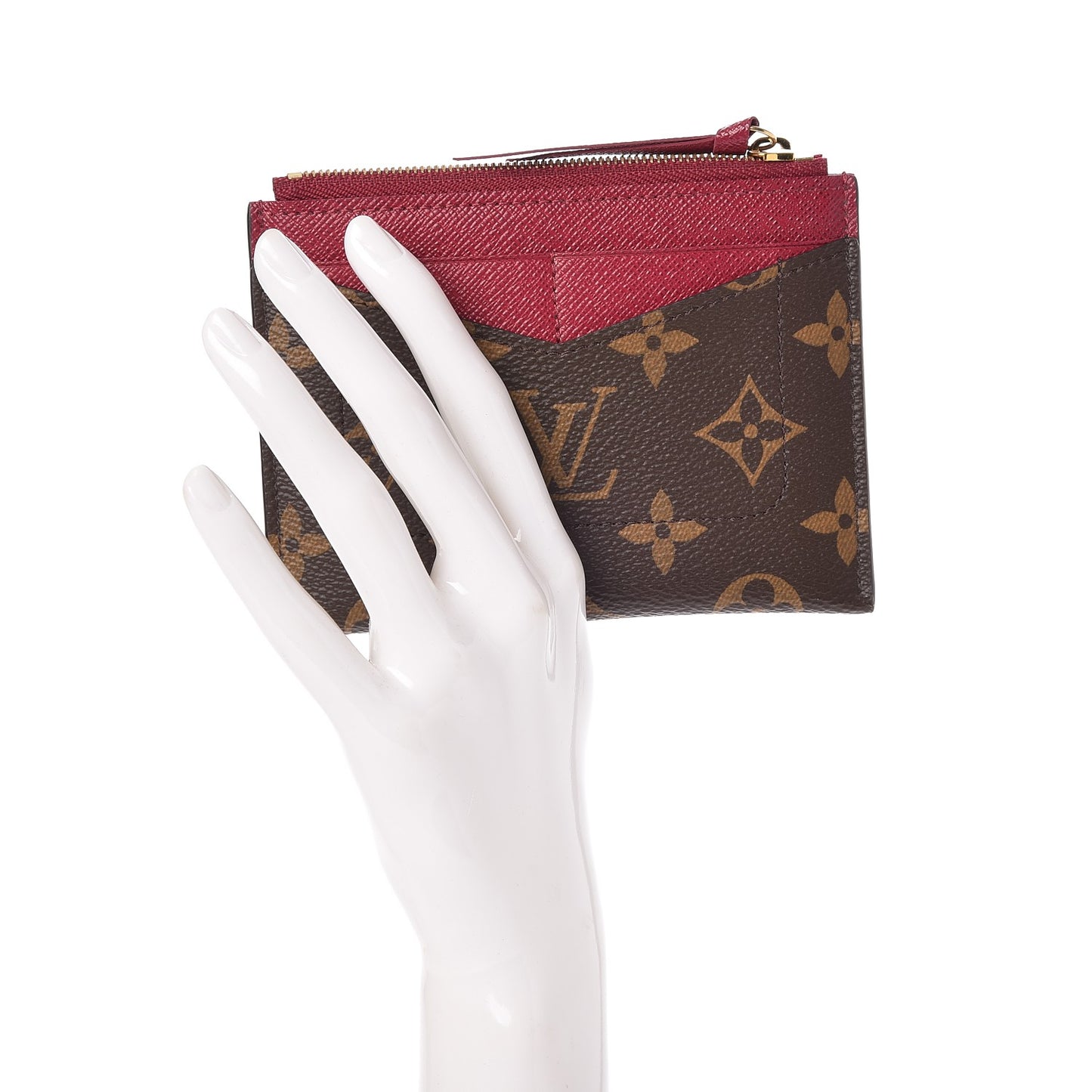 Monogram Zipped Card Holder Fuchsia