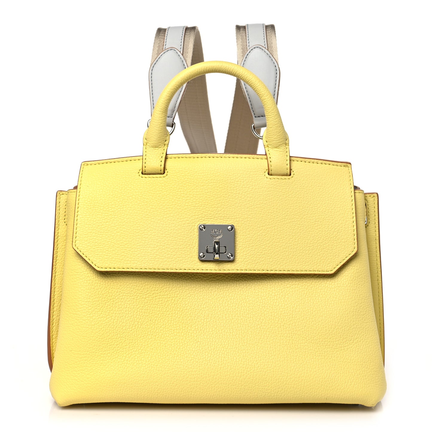 Grained Calfskin Medium Milla Convertible Backpack Custard Yellow