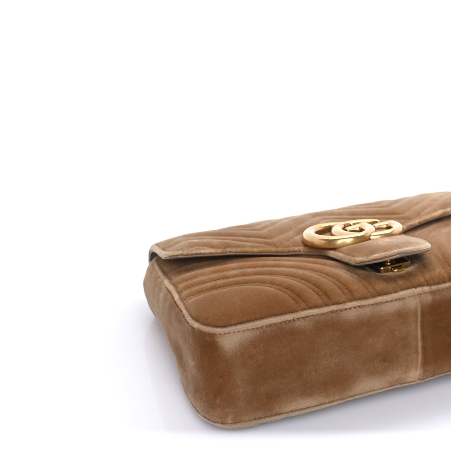 Velvet Matelasse Medium GG Marmont Shoulder Bag  Taupe
