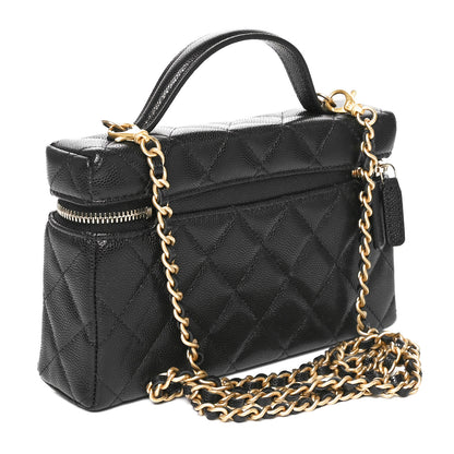 Chanel Caviar Quilted Top Handle Clutch With Chain Black 3 of 11