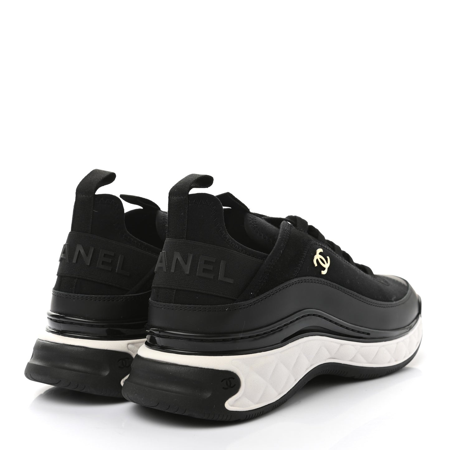 Velvet Calfskin Mixed Fibers CC Sneakers 40 Black