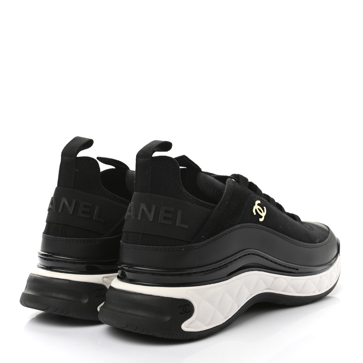 Chanel Velvet Calfskin Mixed Fibers CC Sneakers 40 Black 4 of 9