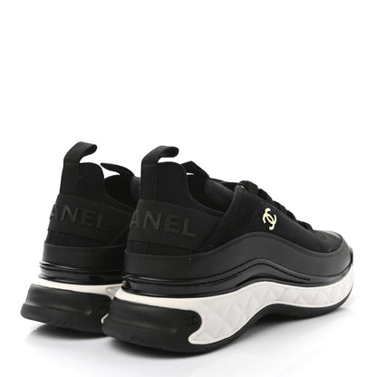 Chanel Velvet Calfskin Mixed Fibers CC Sneakers 40 Black 4 of 9