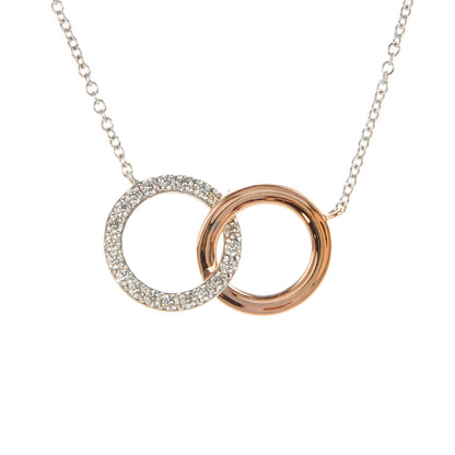 Tiffany 18K White Rose Gold Diamond Double Interlocking Circles Pendant Necklace 3 of 6