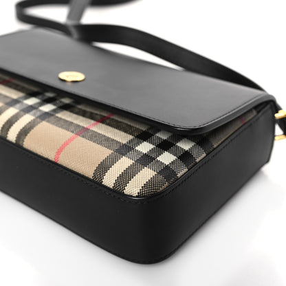 Burberry Calfskin Vintage Check New Hampshire Bag Black 8 of 8