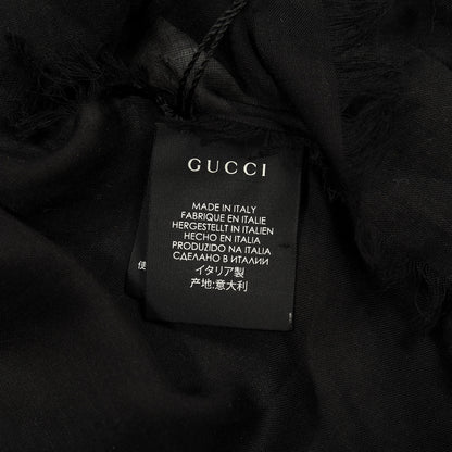 Gucci Modal Silk Coco Capitan Logo Square Scarf Black 3 of 3
