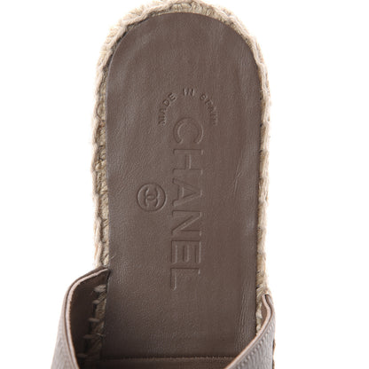 Chanel Calfskin CC Espadrille Mules 36 Beige 6 of 7