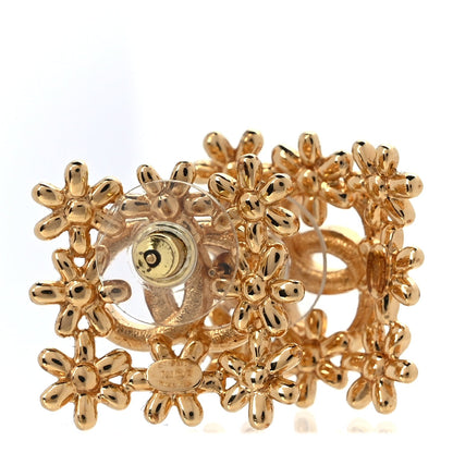 Chanel Crystal CC Flower Earrings Gold 4 of 4
