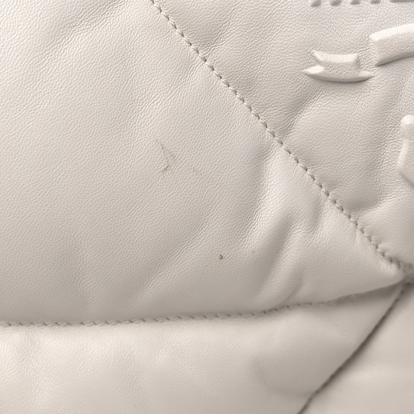 Nappa Soft Padded Logo Embossed Triangle Quilted Shoulder Bag White