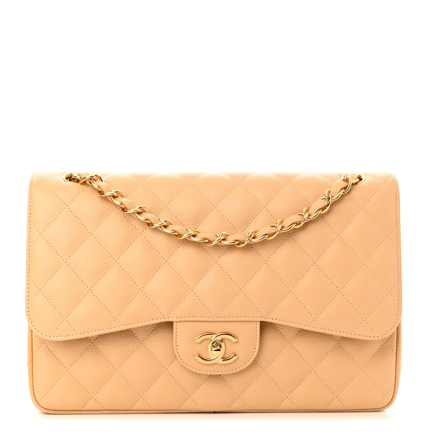 Chanel Caviar Quilted Jumbo Double Flap Beige 1 of 9