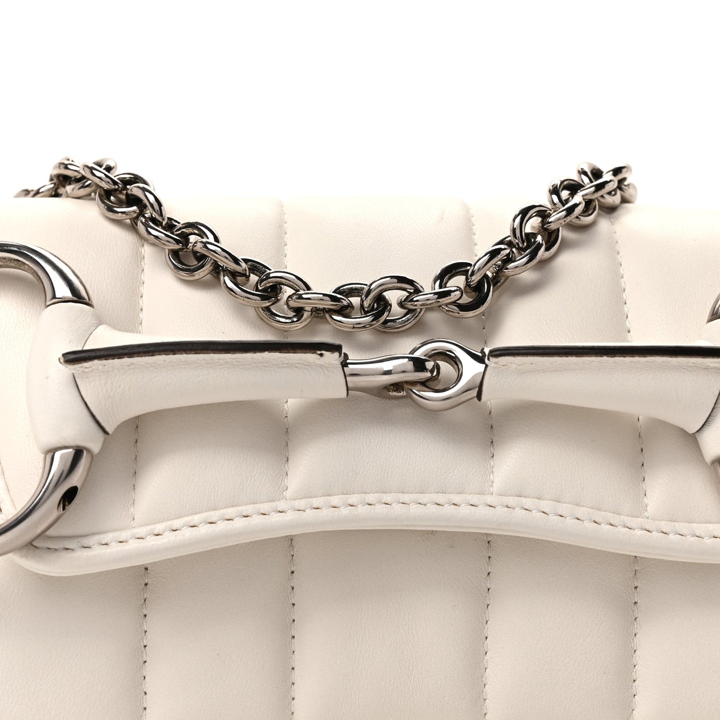 Nappa Vertical Matelasse Small Maxi Horsebit Chain Shoulder Bag Great White