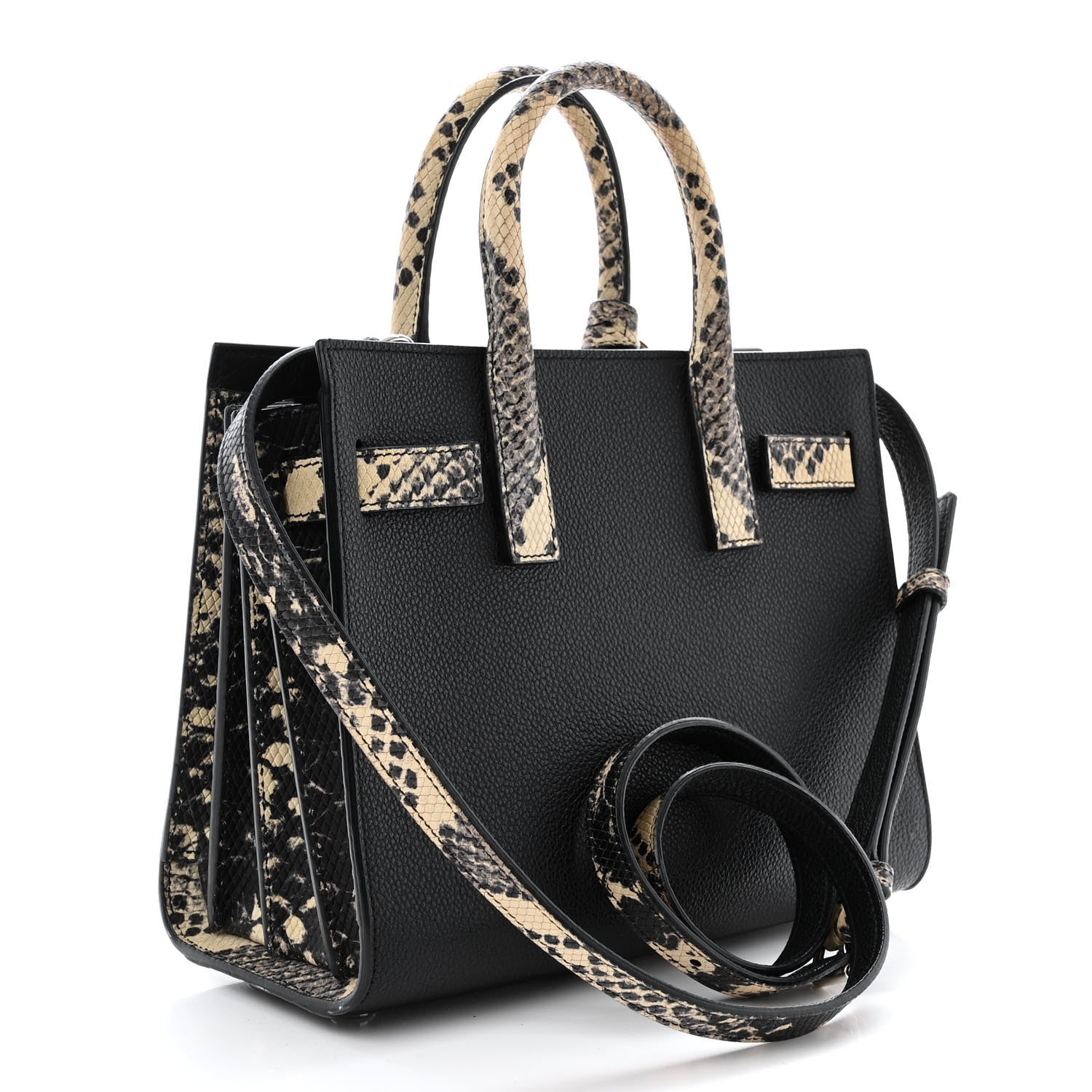 Saint Laurent Grained Calfskin Python Embossed Nano Sac De Jour Black 3 of 14
