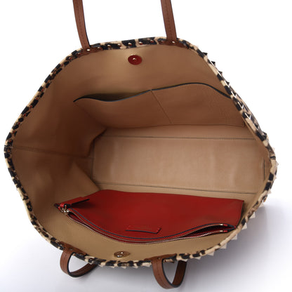 Valentino Garavani Canvas Nappa Leopard Print Rockstud Tote Brown 5 of 9