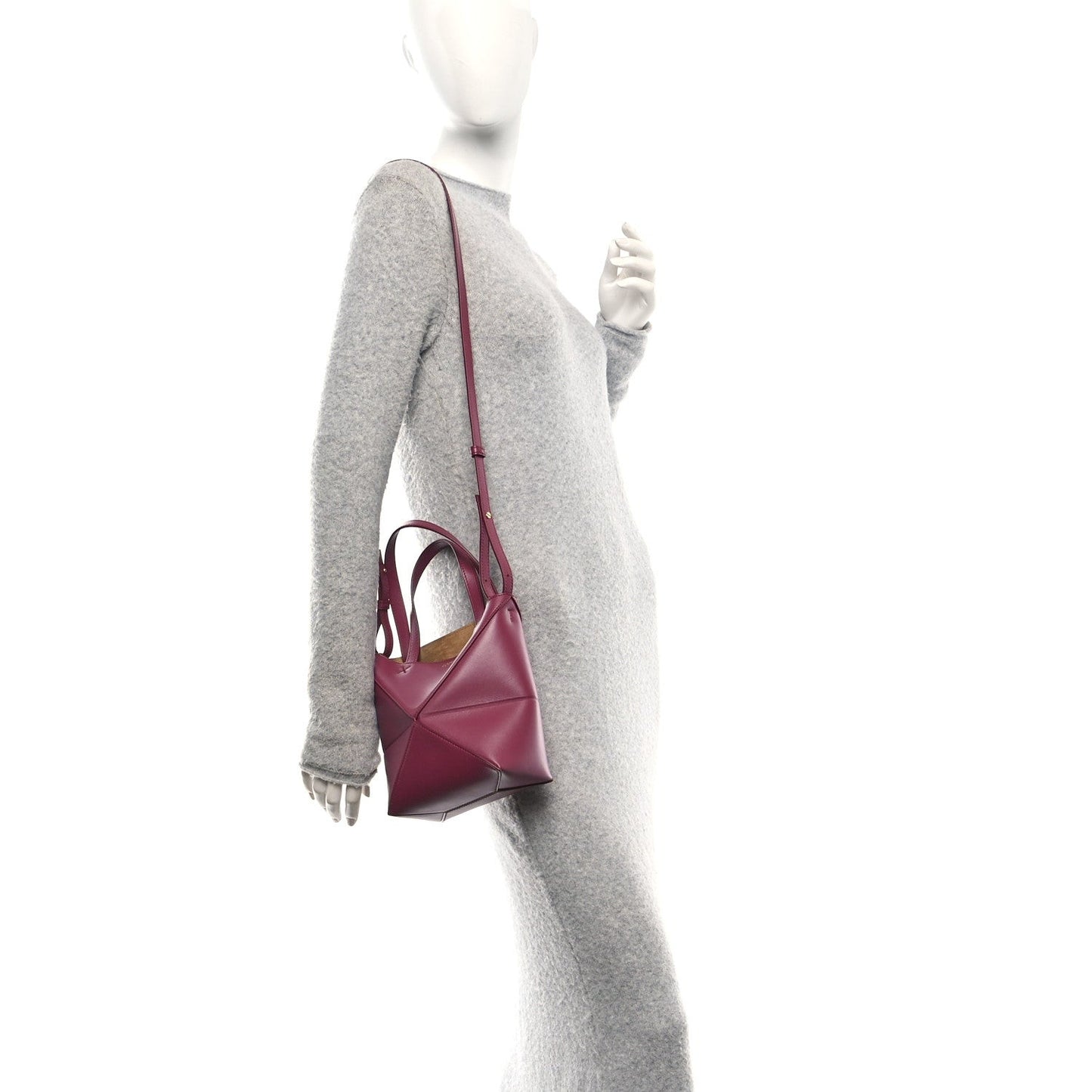 Shiny Calfskin Mini Puzzle Fold Tote Crimson