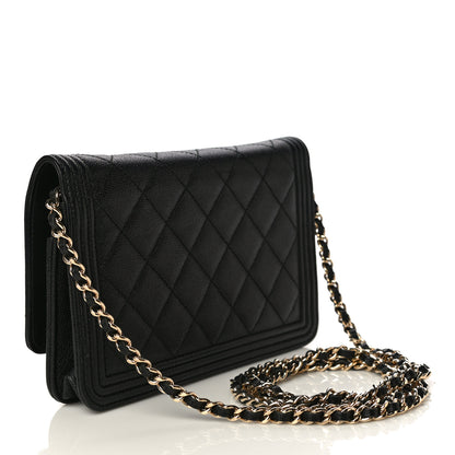 Chanel Caviar Quilted Boy Wallet On Chain WOC Black 3 of 11
