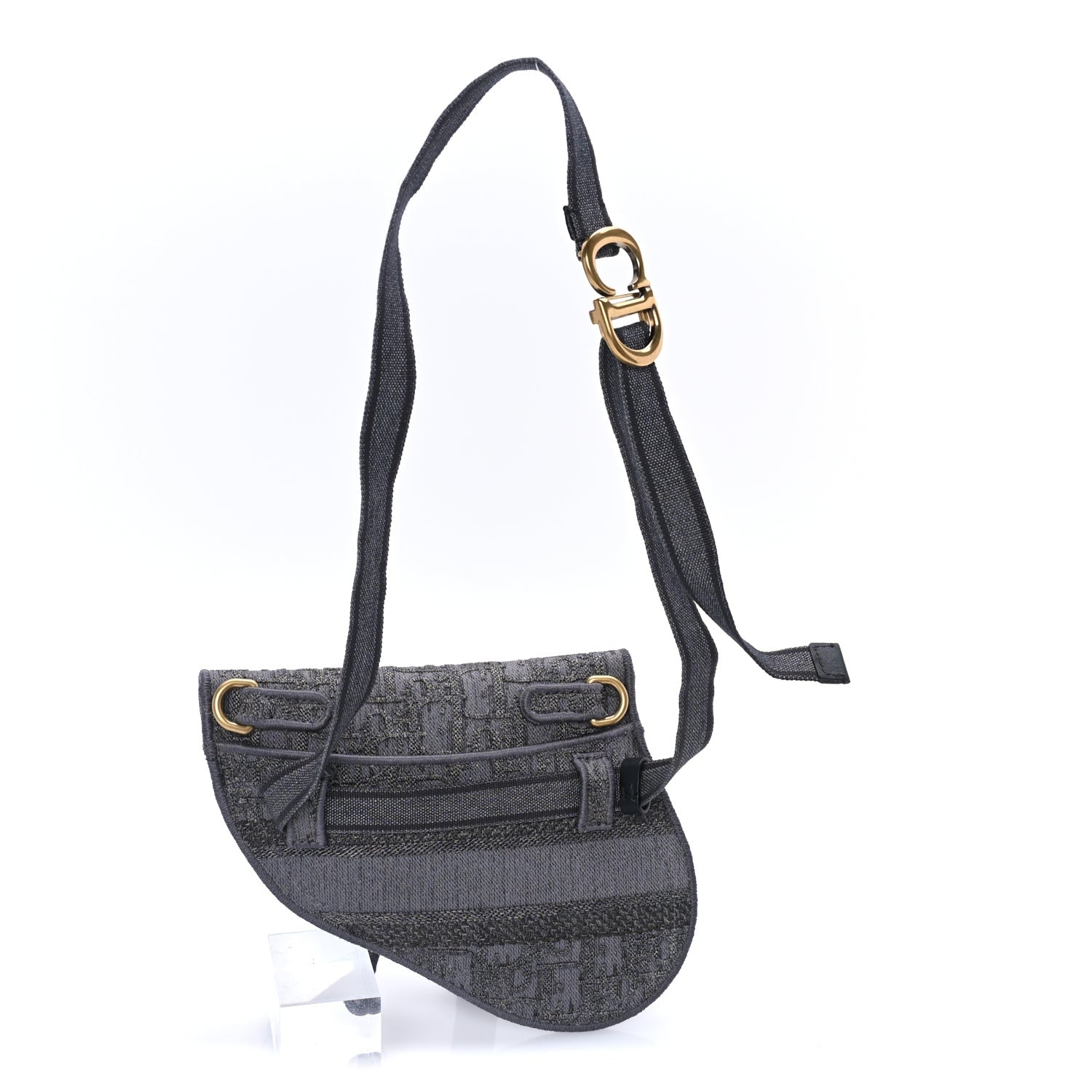 Christian Dior Oblique Embroidered Saddle Belt Pouch  Grey 2 of 7