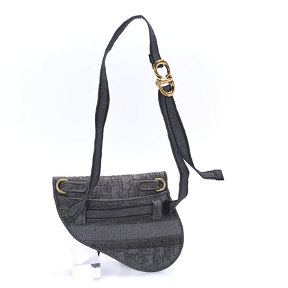 Christian Dior Oblique Embroidered Saddle Belt Pouch  Grey 2 of 7