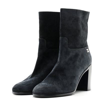 Chanel Suede CC Short Boots 41 Blue 3 of 8