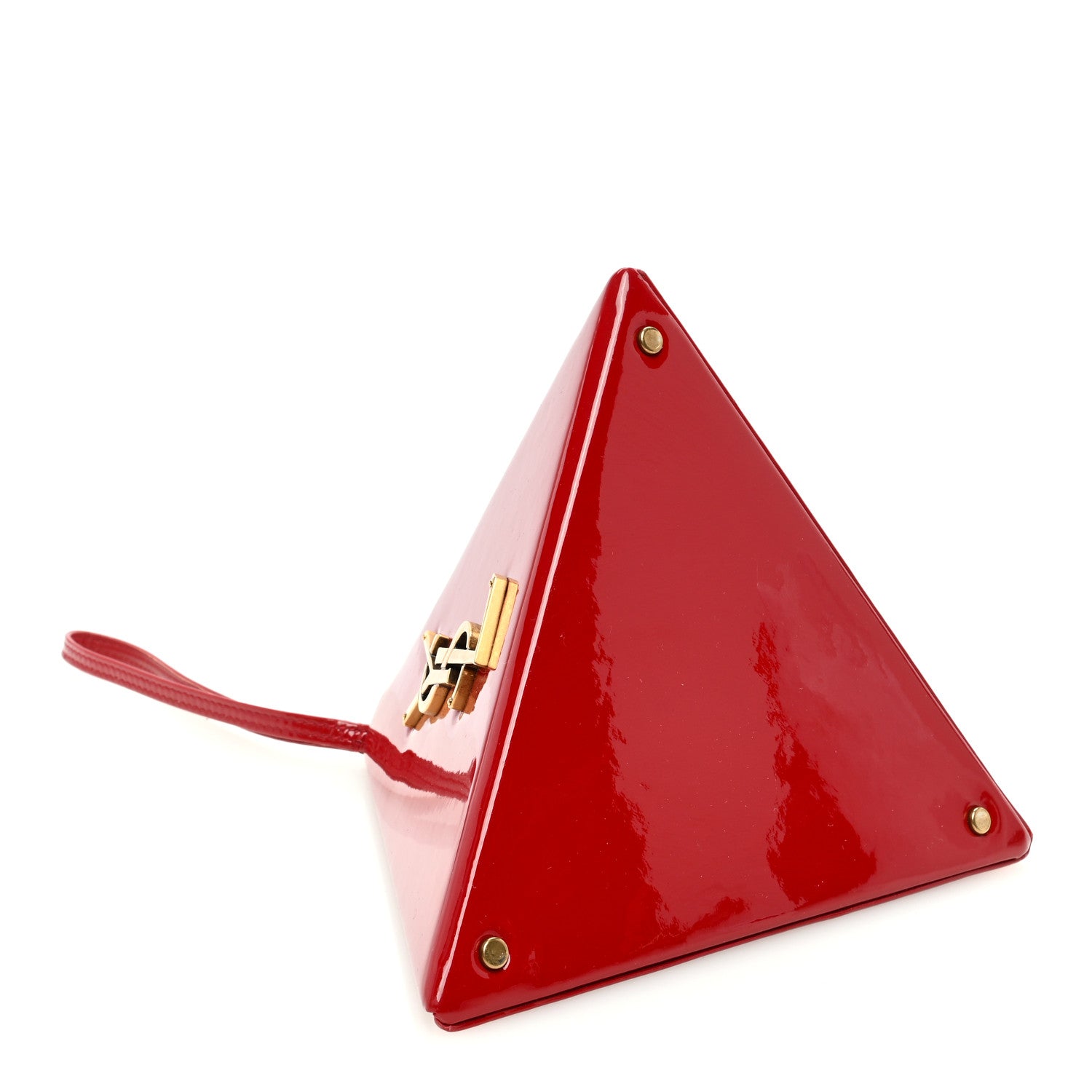 Saint Laurent Patent Pyramid Clutch Rouge 4 of 7