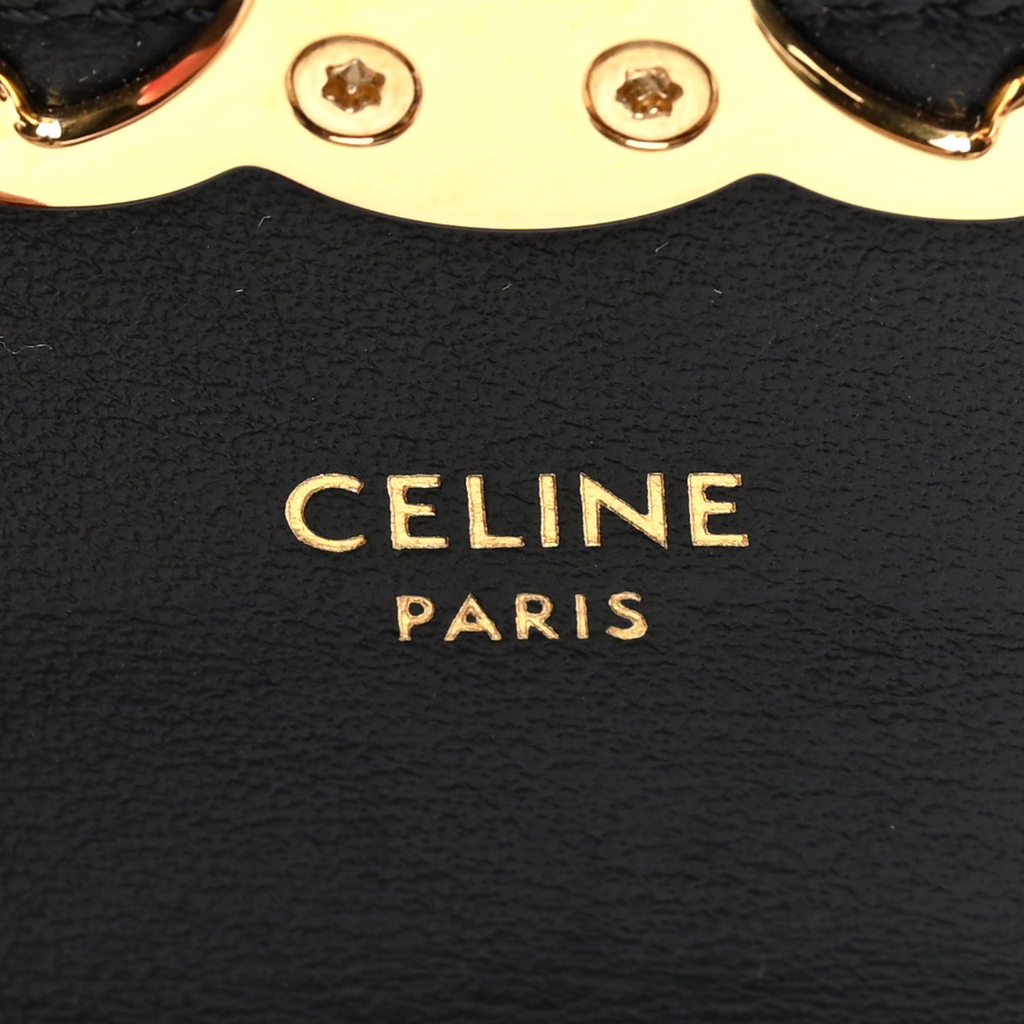 Shiny Calfskin Triomphe Flap Card Holder Black