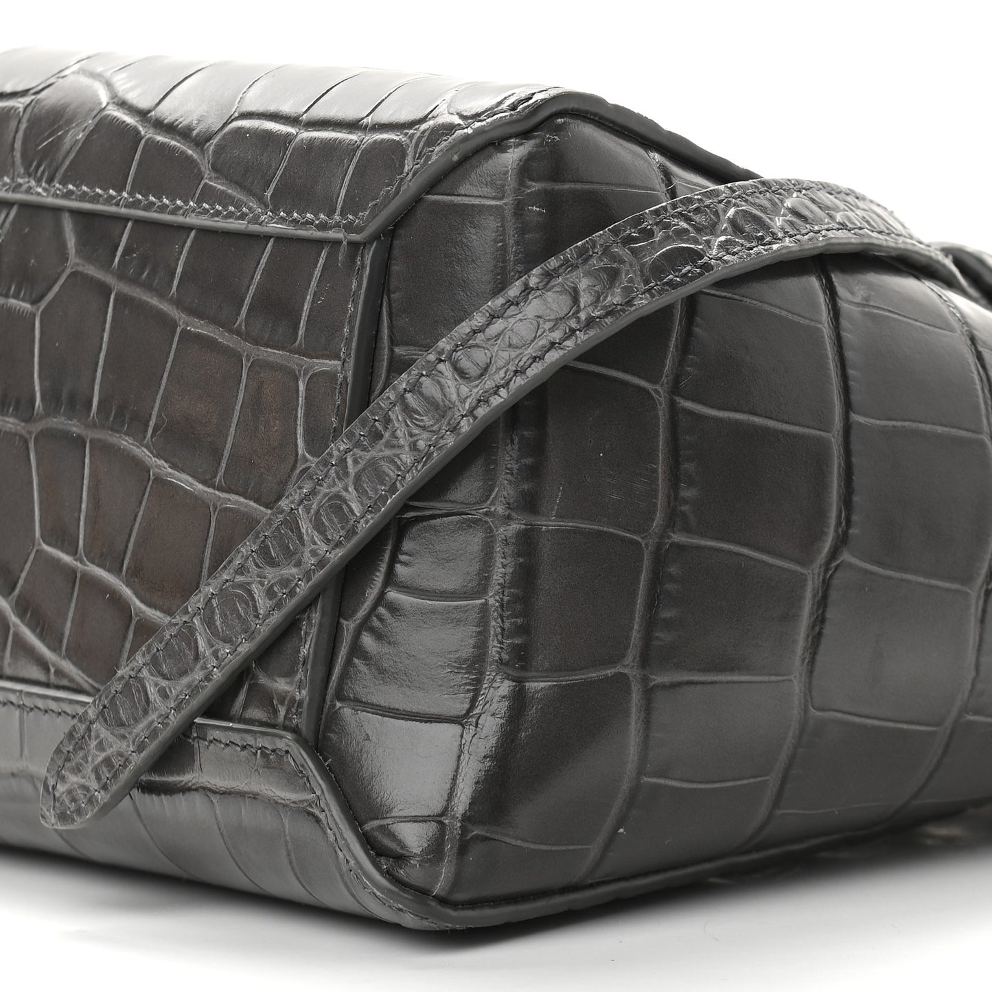 Calfskin Crocodile Embossed Nano Belt Bag Grey