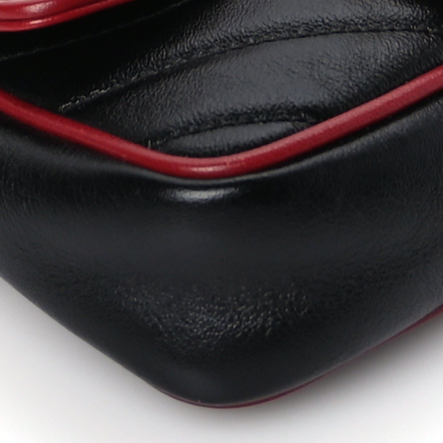 Gucci Vintage Effect Calfskin Matelasse Diagonal Super Mini Torchon GG Marmont Shoulder Bag Black Romantic Cherry 7 of 8