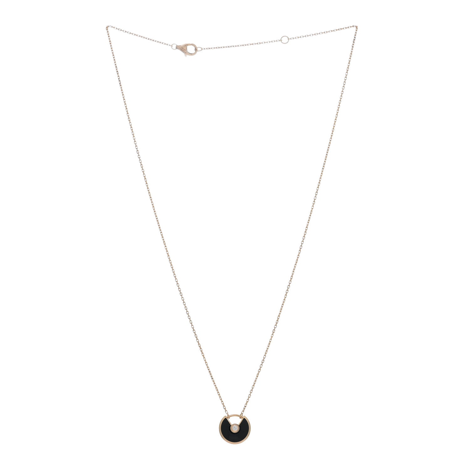Cartier 18K Pink Gold Diamond Black Onyx XS Amulette de Cartier Pendant Necklace 3 of 5