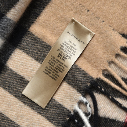 Burberry Cashmere Giant Python Check Fringe Scarf Camel 5 of 5