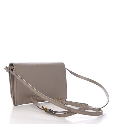 Prada Saffiano Metal Flap Wallet With Strap Argilla 2 of 9