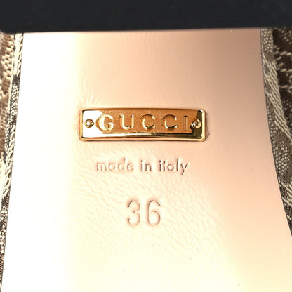 Gucci Monogram Kid Scamosciato Horsebit Platform 25/85mm Slingback Mules 36 Beige Ebony New Acero 7 of 7
